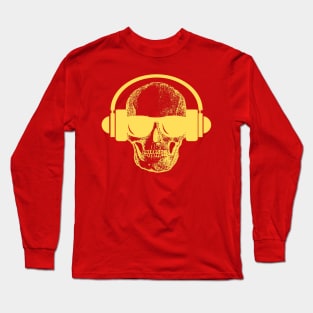 Skull And Phones, Yellow Long Sleeve T-Shirt